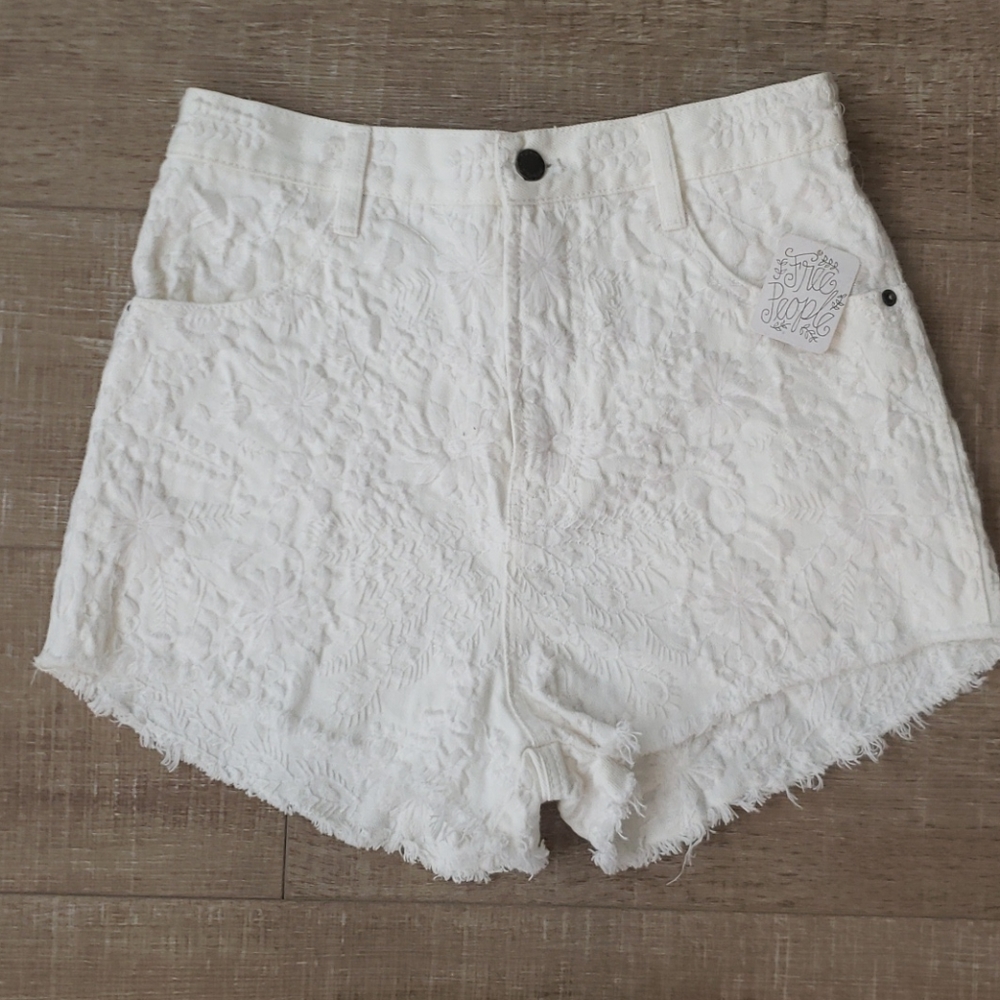 Free People embroidered denim short